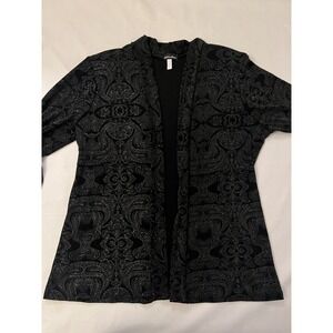 Made In Heaven Blazer Jacket Women's XL Black Paisley Floral Acetate Vintage